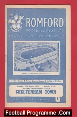 Romford v Cheltenham Town 1961 - football programme