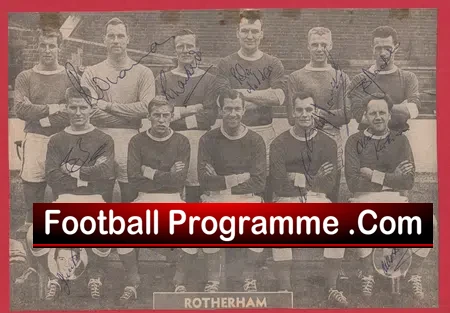 Rotherham United Football Club Multi Signed Autographed 1950s
