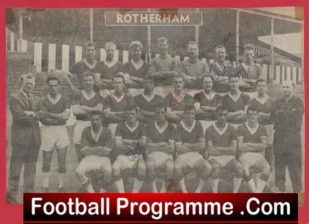 Rotherham United Football Club Multi Signed Autographed 1950s