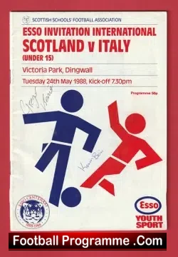 Scotland v Italy 1988 – Schoolboys U15 at Dingwall Signed