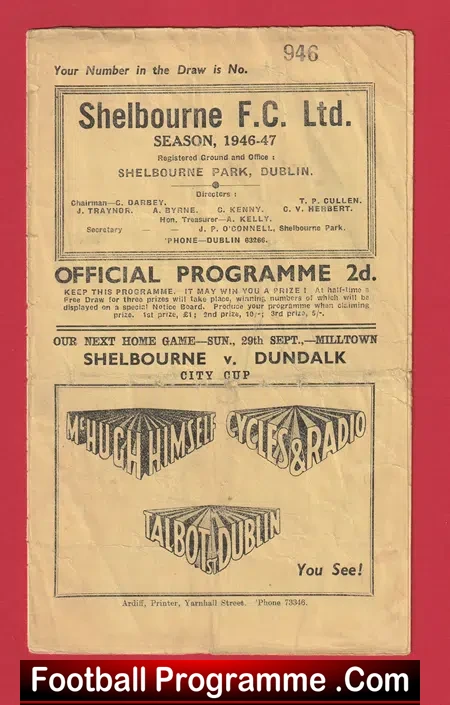 Shelbourne v Shamrock Rovers 1946 – 1940’s Ireland Irish