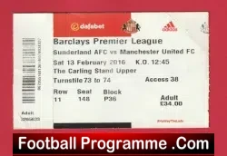 Sunderland v Manchester United 2016 – Football Ticket