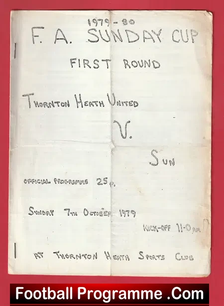 Thornton Heath United v Sun 1979 – FA Sunday Cup