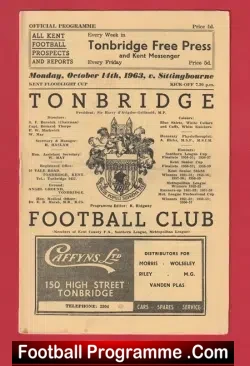 Tonbridge v Sittingbourne 1963 – Kent Floodlight Cup