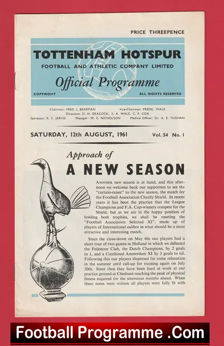 Tottenham Hotspur v FA Select XI 1961 – Charity Shield Bobby Charlton