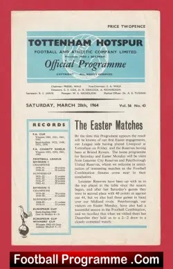 Tottenham Hotspur v Leicester City 1964 – Reserves Match