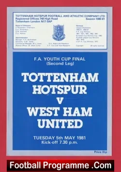 Tottenham Hotspur v West Ham United 1981 – 81 Youth Cup Final