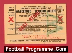 Waterford v Glasgow Celtic 1970 – Football Ticket Ireland