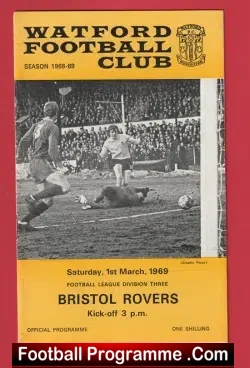 Watford v Bristol Rovers 1969 - Multi Signed Autographed - football programme