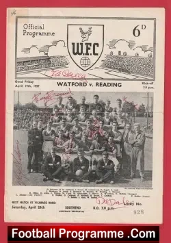Watford v Reading 1957 - Multi Signed Autographed - football programme