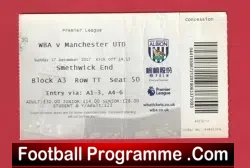 West Bromwich Albion v Manchester United 2017 – WBA Tickets