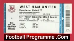 West Ham United v Manchester United 2015 – Match Ticket