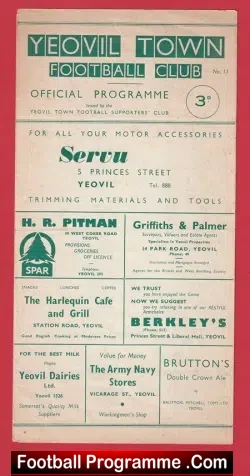 Yeovil Town v Cheltenham Town 1960 - 1960s - football programme