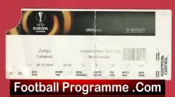 Zorya Luhawsk v Manchester United 2016 – Match Ticket Ukraine