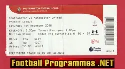Southampton v Manchester United 2018 - Football Match Ticket