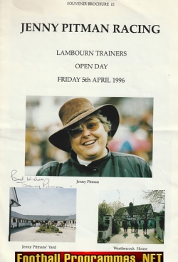 Jenny Pitman Horse Racing Trainers Open Day SIGNED 1996