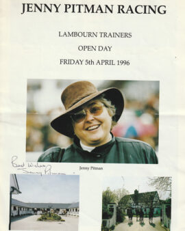 Jenny Pitman Horse Racing Trainers Open Day SIGNED 1996