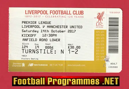 Liverpool v Manchester United 2017 – Football Match Ticket