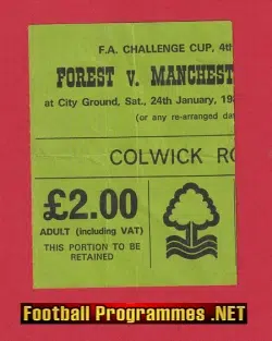 Nottingham Forest v Manchester United 1981 - FA Cup Match Ticket