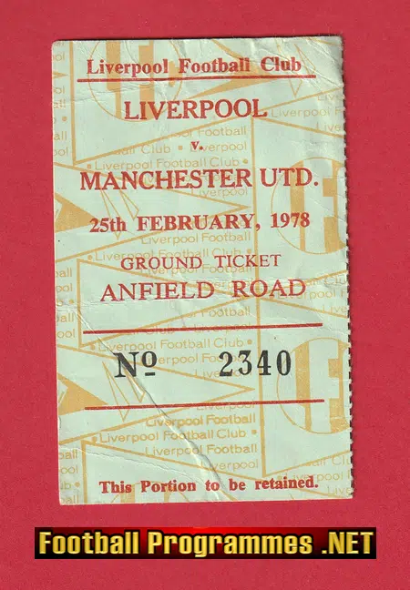 Liverpool v Manchester United 1978 – Football Ticket