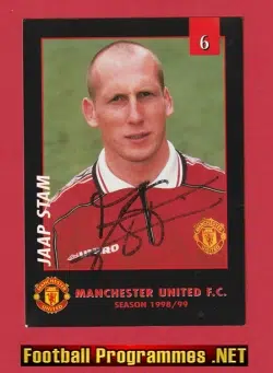 Manchester United Jaap Stam Autograph Signed Card 1998 - 1999