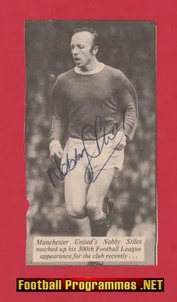 Manchester United Nobby Stiles Autograph Signed Man United 60s