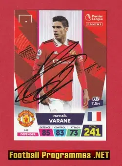 Manchester United Raphael Varane Signed Autographed Football Card