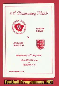 Greater London Ladies v England 1998 - Womens Football at Hendon