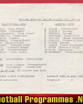 Chesterfield Boys v Mansfield 1966 – Schoolboys Match