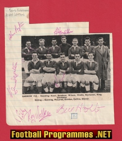 Barrow Football Club Multi Signed Autographed Sheet 1950’s