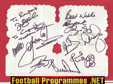 Manchester United Football Club Multi Signed Autographed Card 1998 99