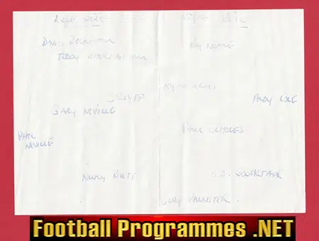 Manchester United Football Club Multi Signed Autographed Card 1998 99
