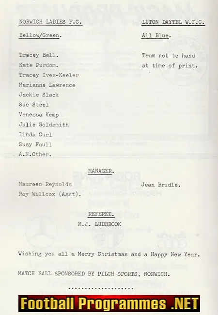 Norwich Ladies v Luton Daytel 1984 - Womens Football