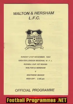 Walton Hersham Ladies v Southend Manor 1993 - Womens Football