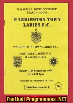 Warrington Town Ladies v Port Vale 1994 - Womens Football