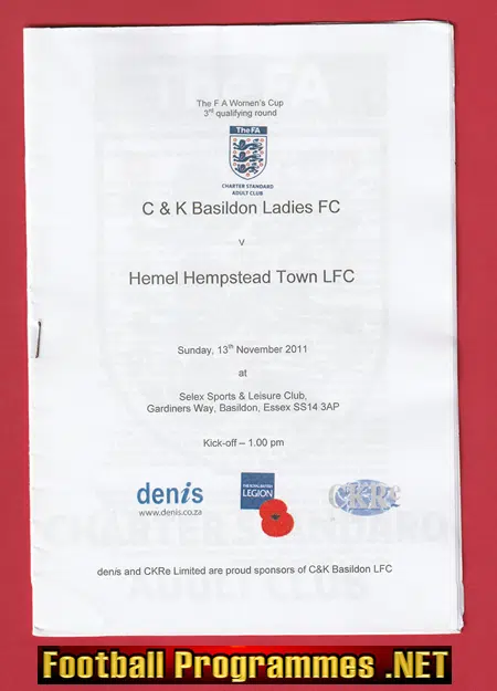 Basildon Ladies v Hemel Hempstead Town 2011 – Womens Football