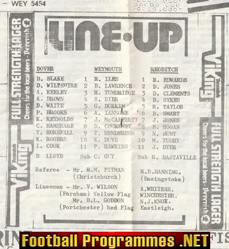 Weymouth v Redditch United 1978