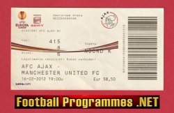 Ajax v Manchester United 2012 – Football Match Ticket Dutch