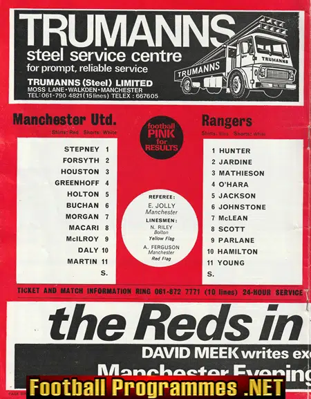 Manchester United v Glasgow Rangers 1974 - Old Trafford 74