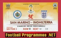 San Marino v England 2013 - Football Ticket