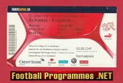 Switzerland v England 2014 - Football Ticket