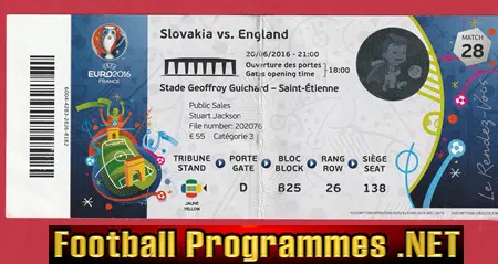 Slovakia v England 2016 - Football Ticket