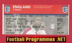 England v Wales 2004 - Football Ticket
