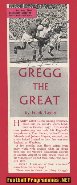 Manchester United Harry Gregg + Natt Lofthouse Signed Autographed 1958