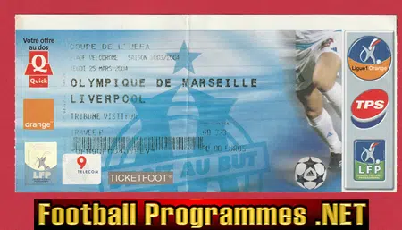 Olympique De Marseille v Liverpool 2004 - Football Ticket France