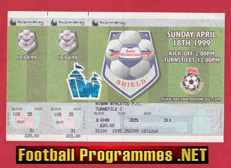 Wigan Athletic v Millwall 1999 - League Cup Trophy Final Ticket Wembley