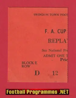 Swindon Town v Tottenham 1980 - FA Cup Replay Match Ticket