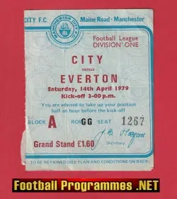 Manchester City v Everton 1979 -  Football Ticket