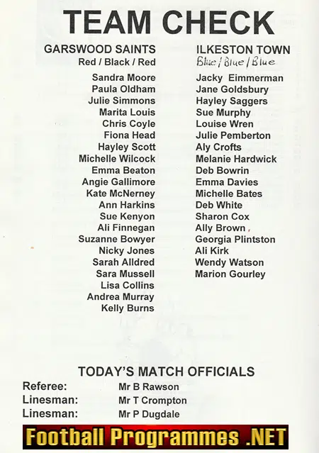 Garswood Saints Ladies v Ilkeston Town 1997 - Womens Football