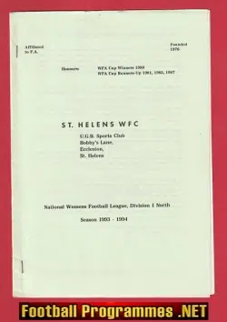 St Helens Ladies v Cowgate Kestrels 1993 - Womens Football